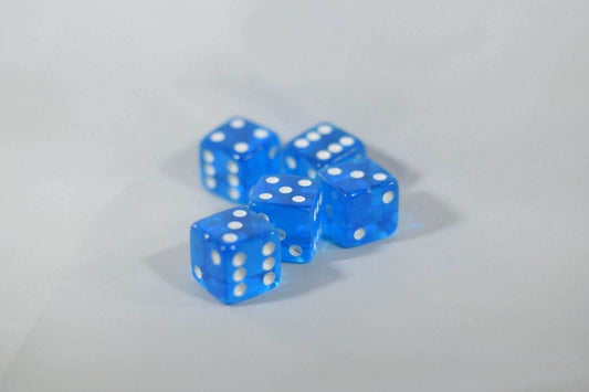 5 BRAND NEW BLUE DICE 19mm 5 Great DICE Casino PLAY Home Games Crafts BIG FUN - 