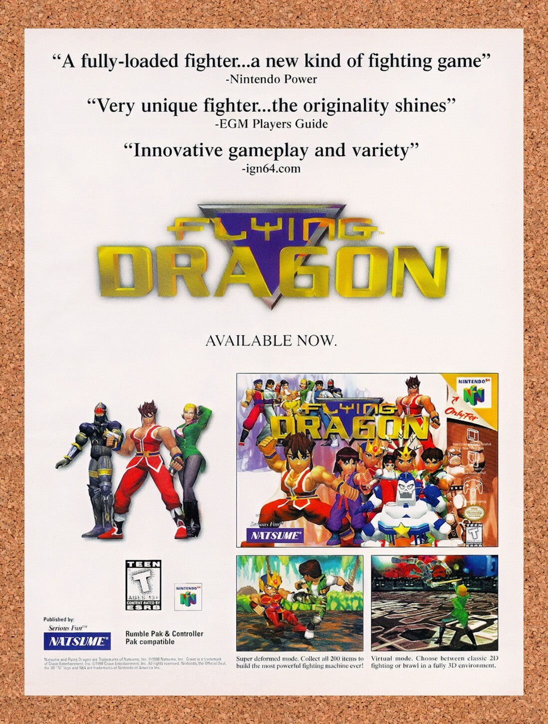 1998 Flying Dragon N64 Original Ad v1
