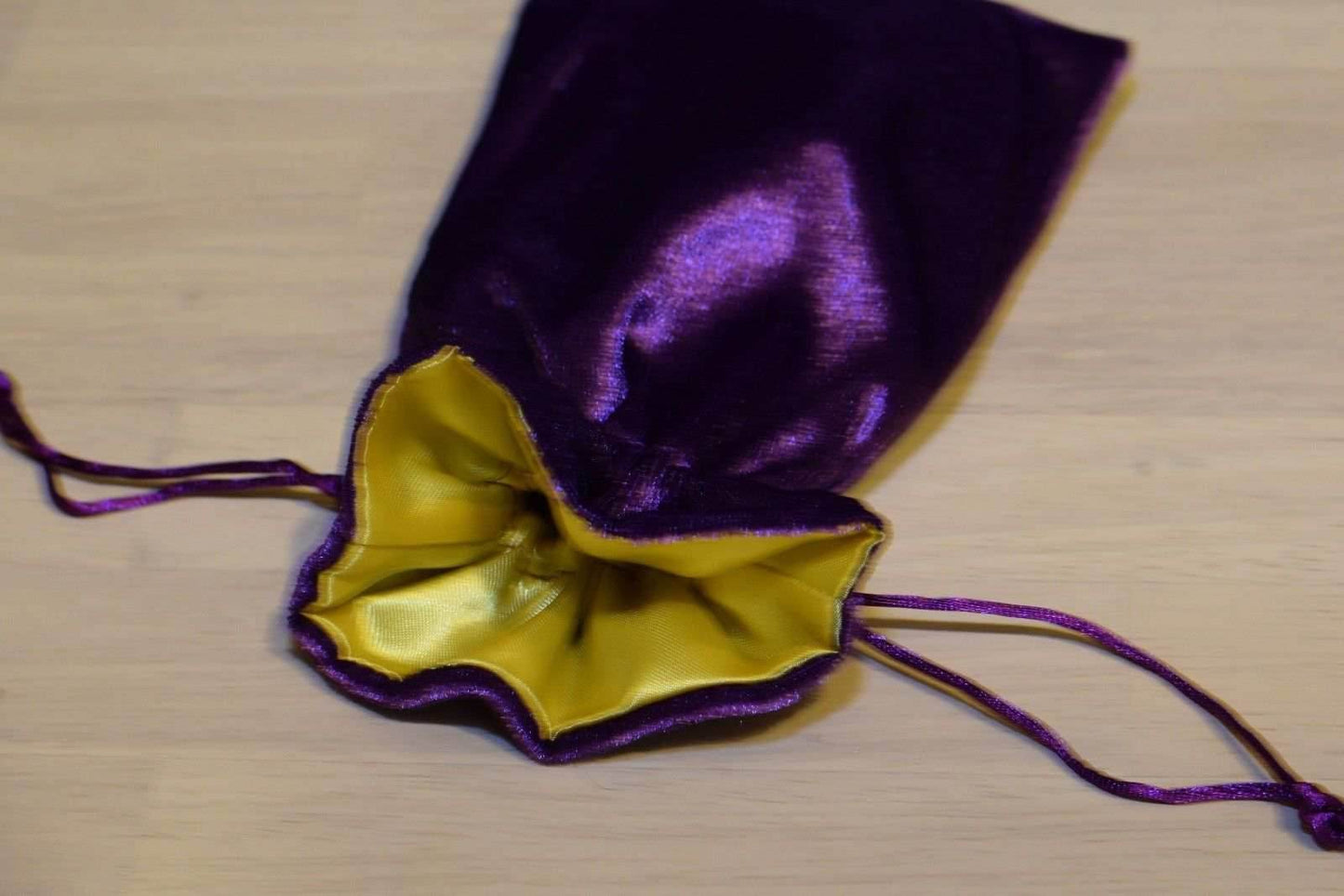 Large Purple Velvet Gift Big Game Dice Bag w/ Yellow Satin Lining Counter Pouch - 