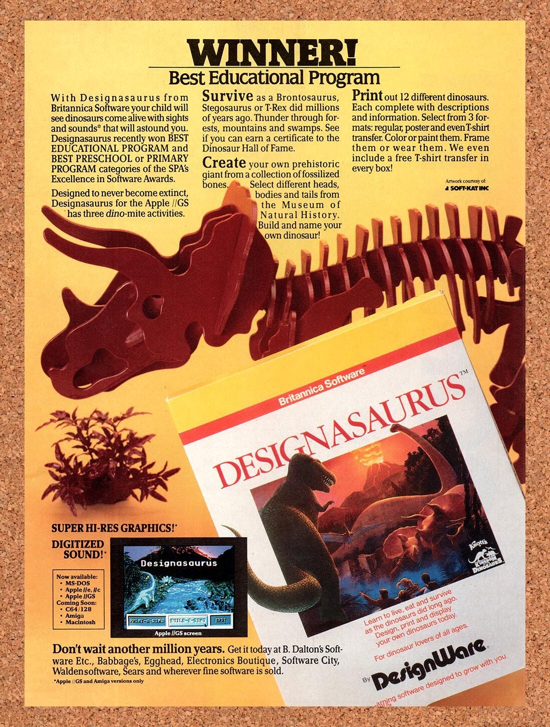1989 Designasaurus Amiga Original Ad v1