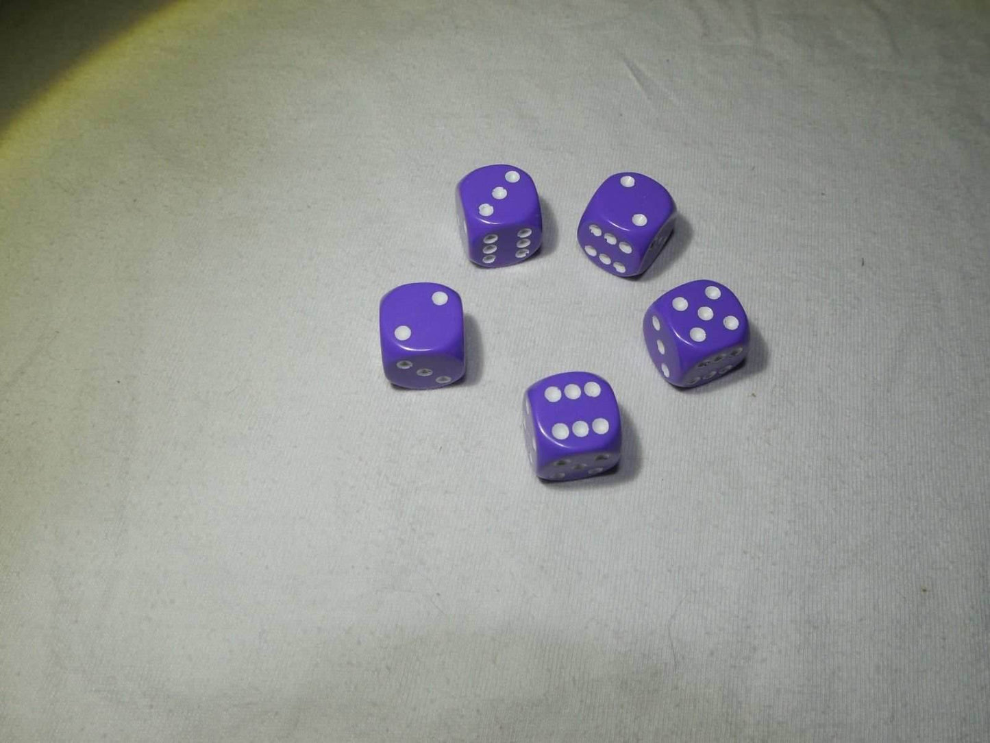 Opaque 16mm D6 RPG Chessex Dice (10 Dice) - Purple - Opaque Purple w/ White Pips - 