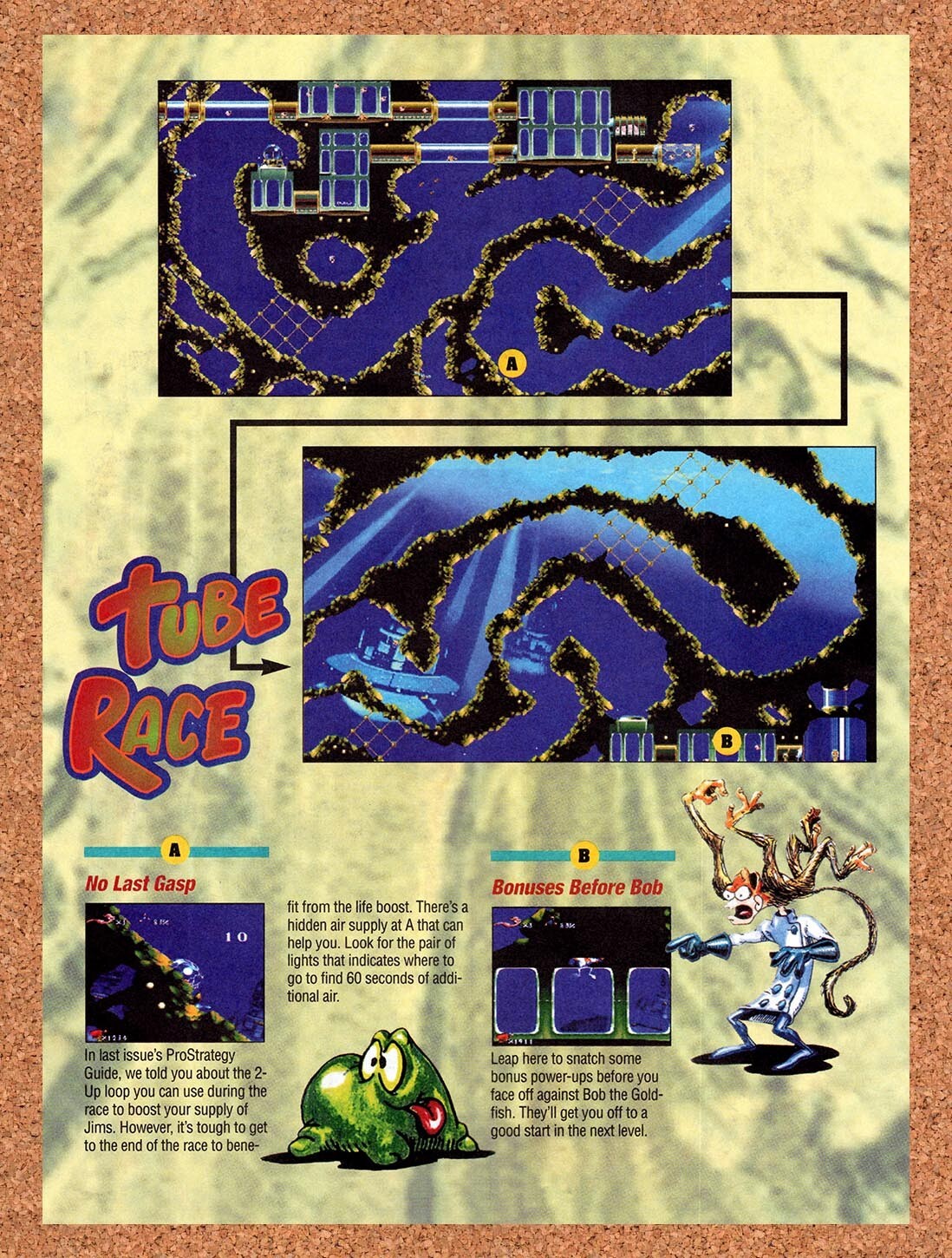 1995 Earthworm Jim Tube Race Map Original Ad v17