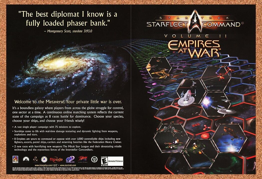 2001 Star Trek Starfleet Command 2 Empires At War PC Original Ad v2