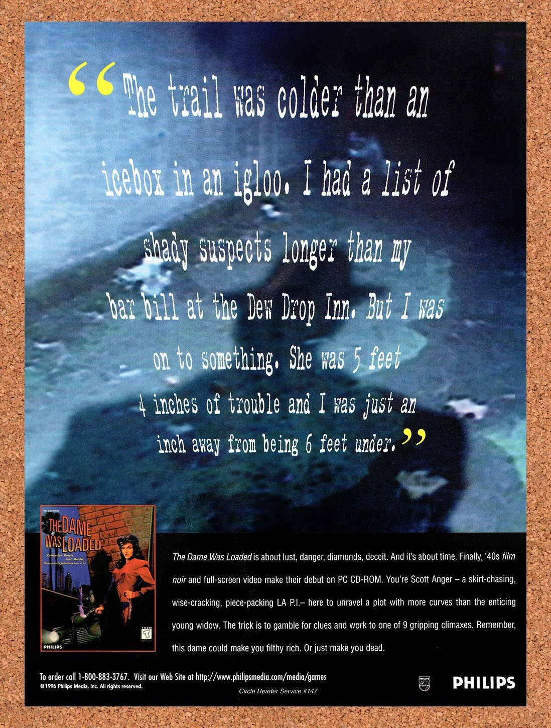 1996 The Dame Was Loaded PC Original Ad v1