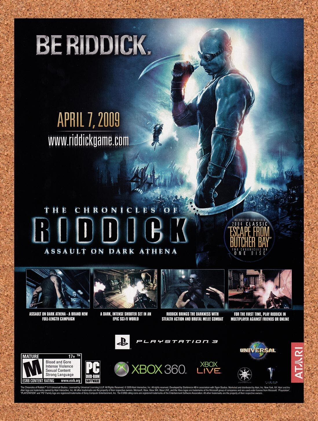 2009 Chronicles Of Riddick Xbox 360 Original Ad v2