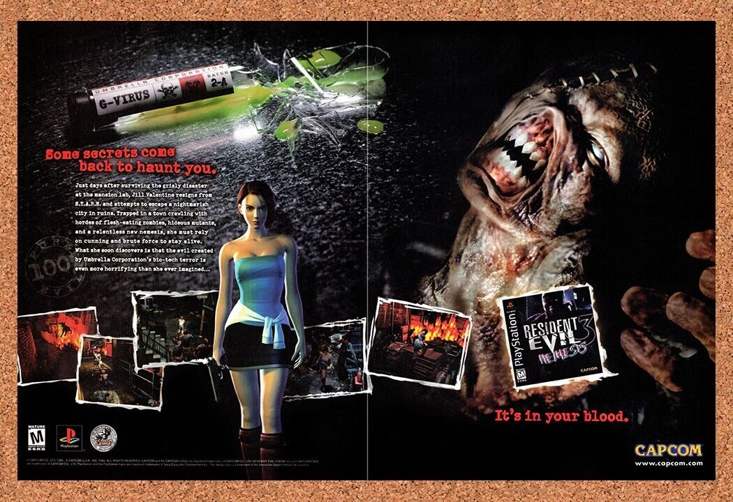 1999 Resident Evil 3 Nemesis PS1 Original Ad v7