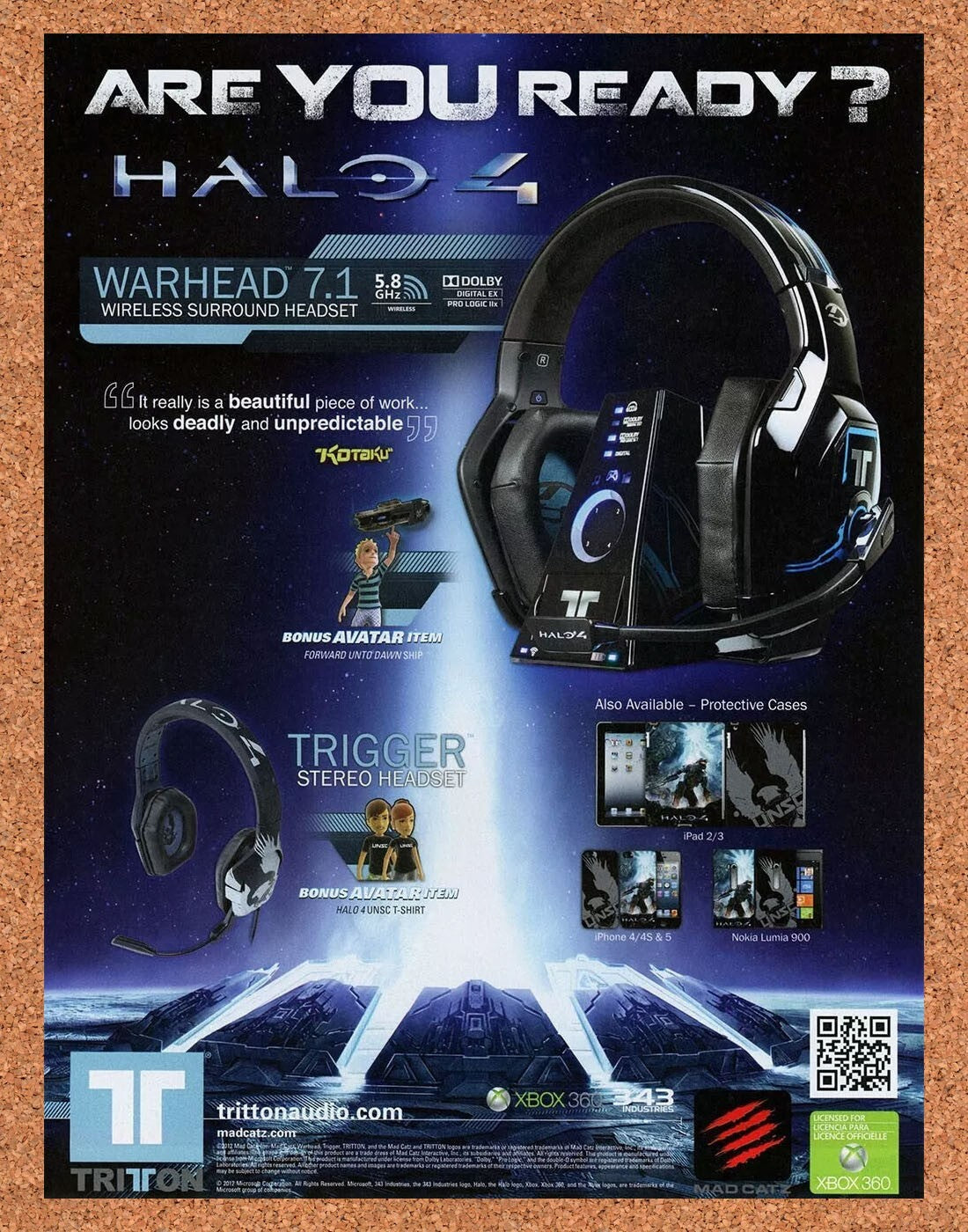2012 Halo 4 Warhead 7.1 Wireless Surround Headset Original Ad v3