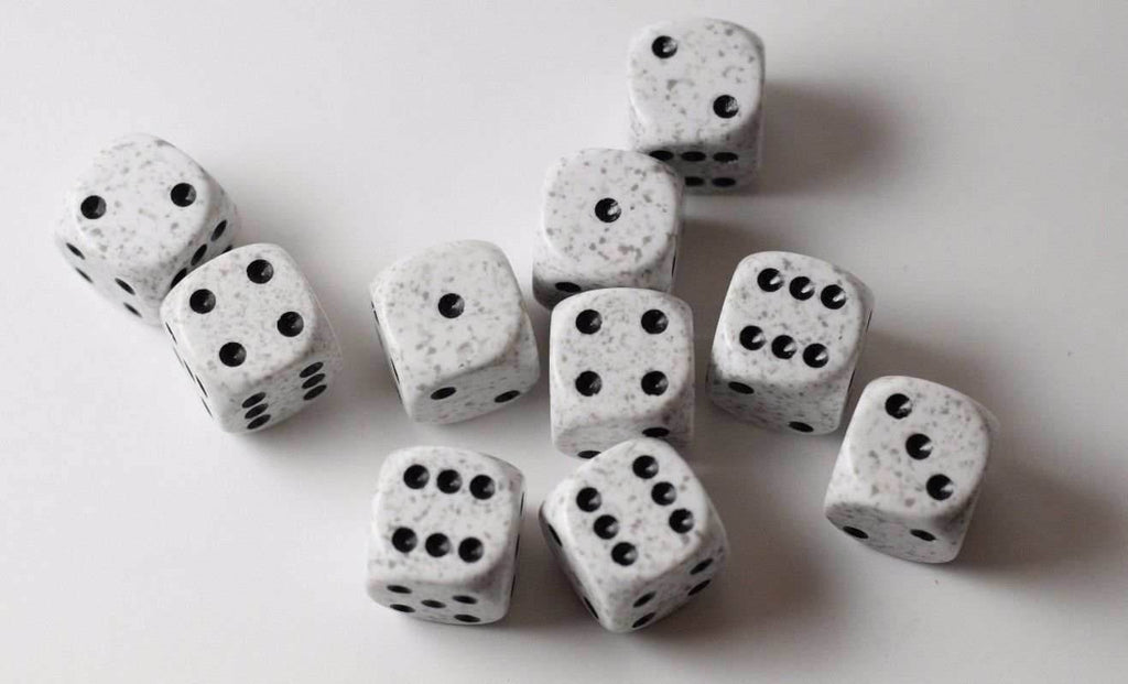 Arctic Camo Speckled 16mm D6 RPG Chessex | Sold Per Piece (White/Black) - 