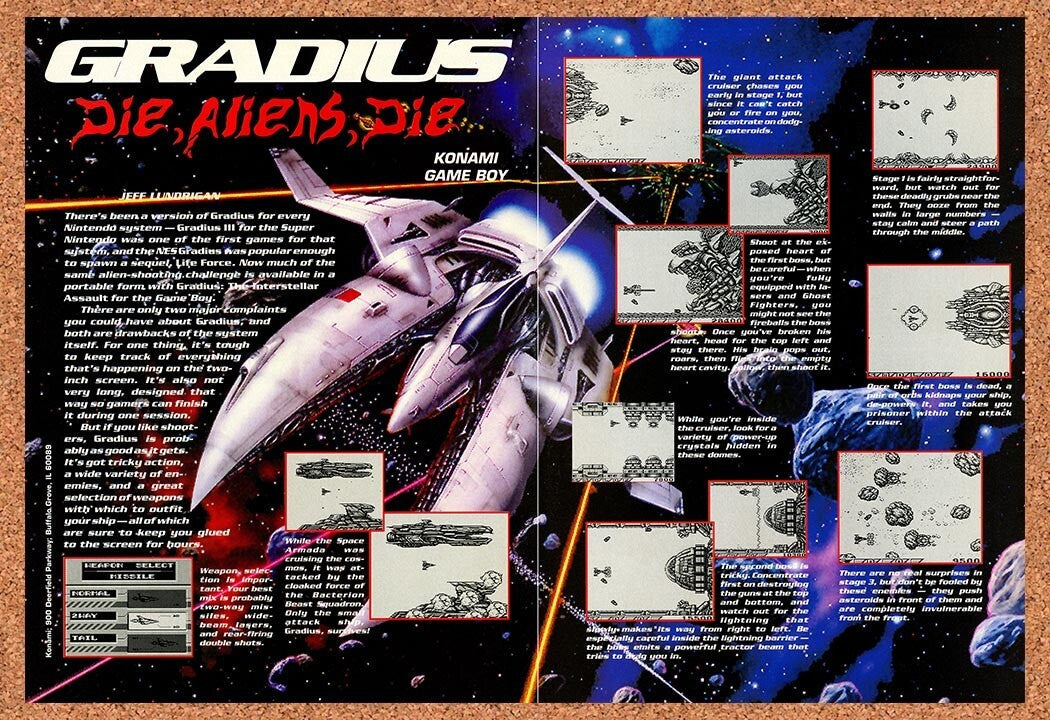 1992 Gradius Game Boy Original Ad v1