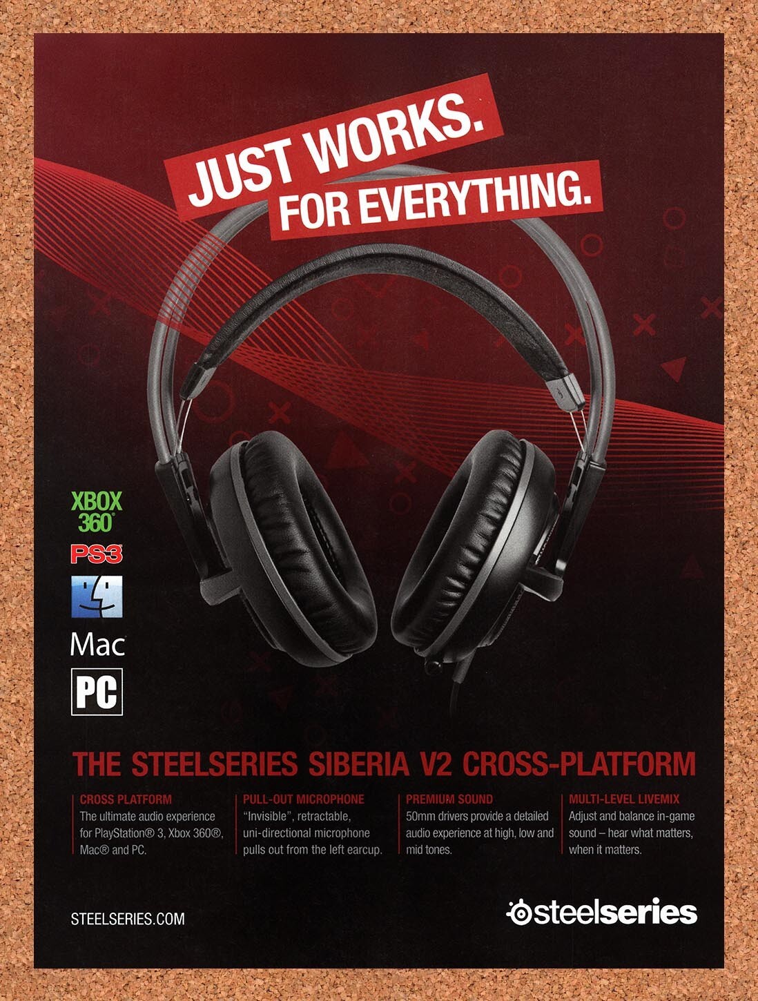2013 SteelSeries Siberia V2 Cross-Platform Headset Original Ad v1