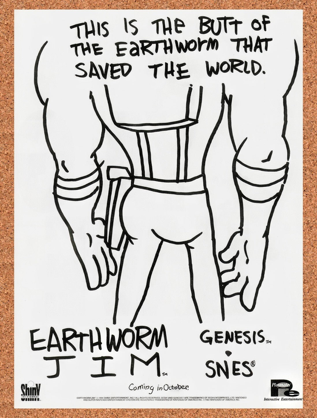 1994 Earthworm Jim Genesis Original Ad v12