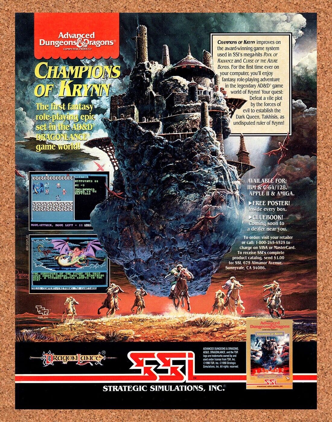 1990 Advanced Dungeons & Dragons Champions Of Krynn Amiga Original Ad