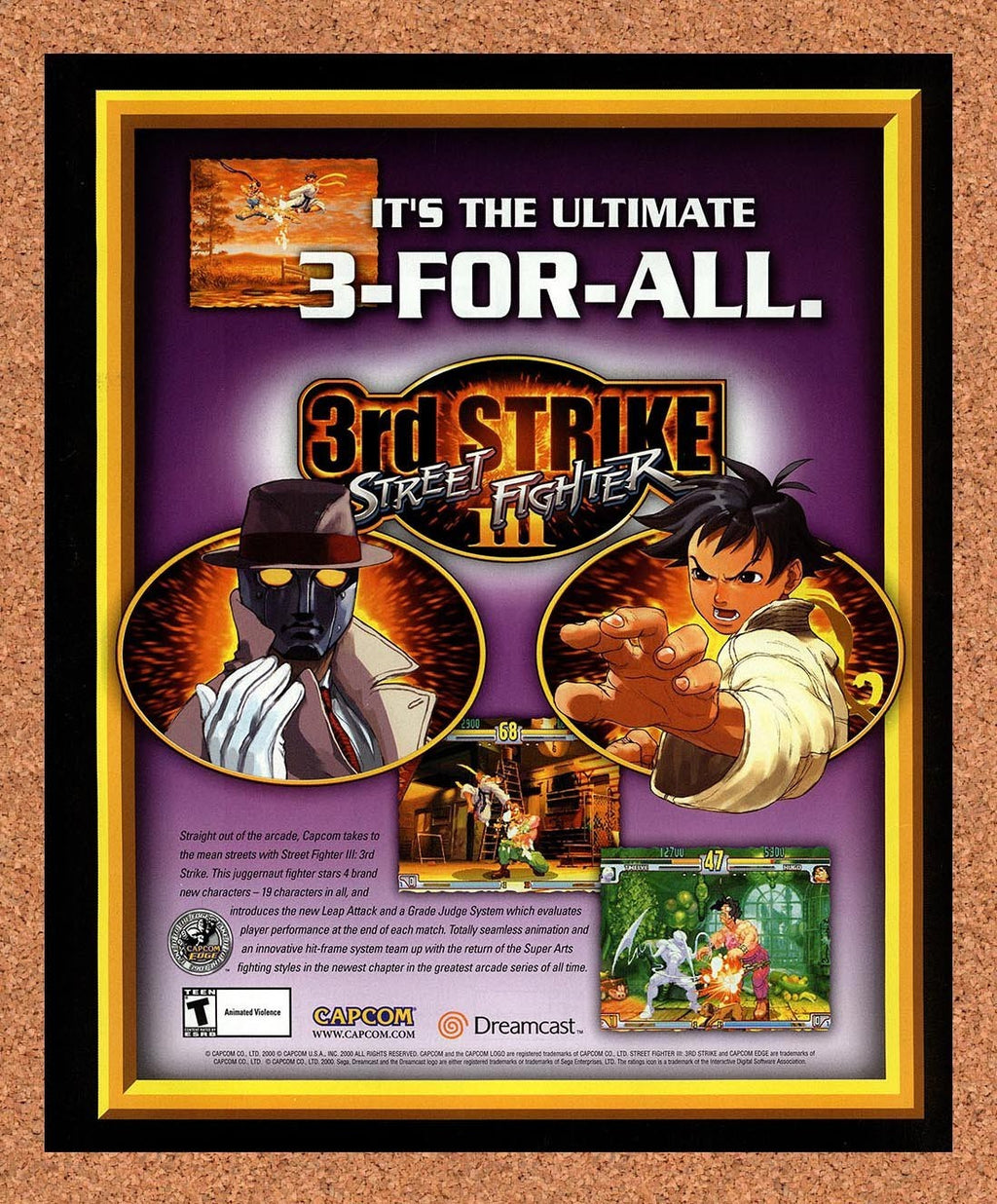 2000 Street Fighter III 3rd Strike Dreamcast Original Ad v1