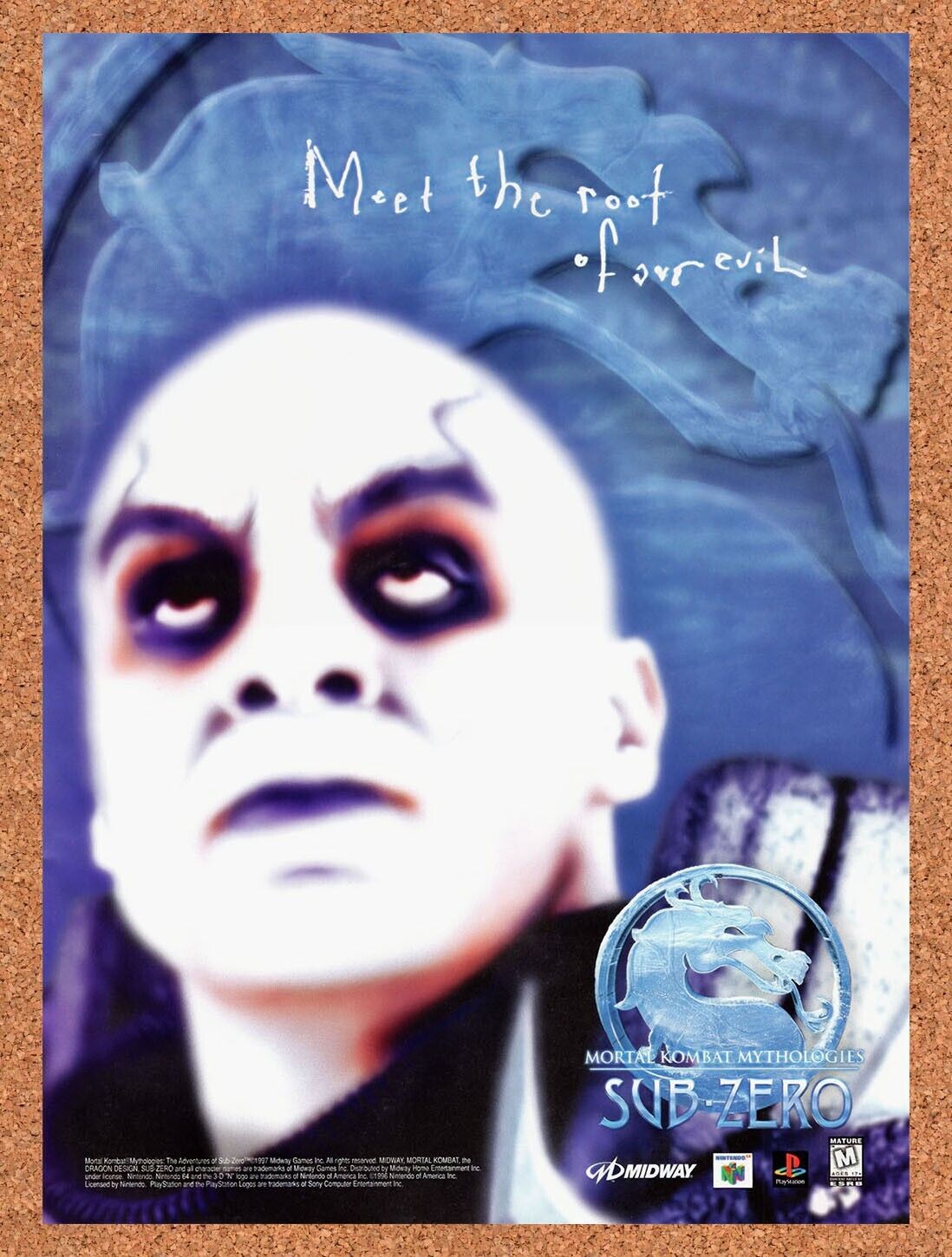 1997 Mortal Kombat Mythologies Sub Zero PS1 Original Ad v2