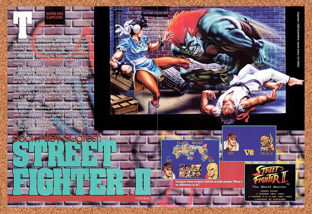 1992 Street Fighter II SNES Original Ad v3