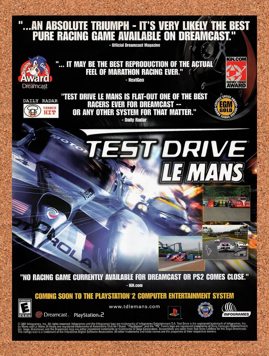 2001 Test Drive Le Mans Dreamcast Original Ad v1