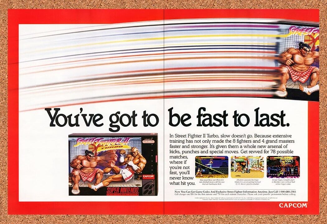 1993 Street Fighter II Turbo SNES Original Ad v5