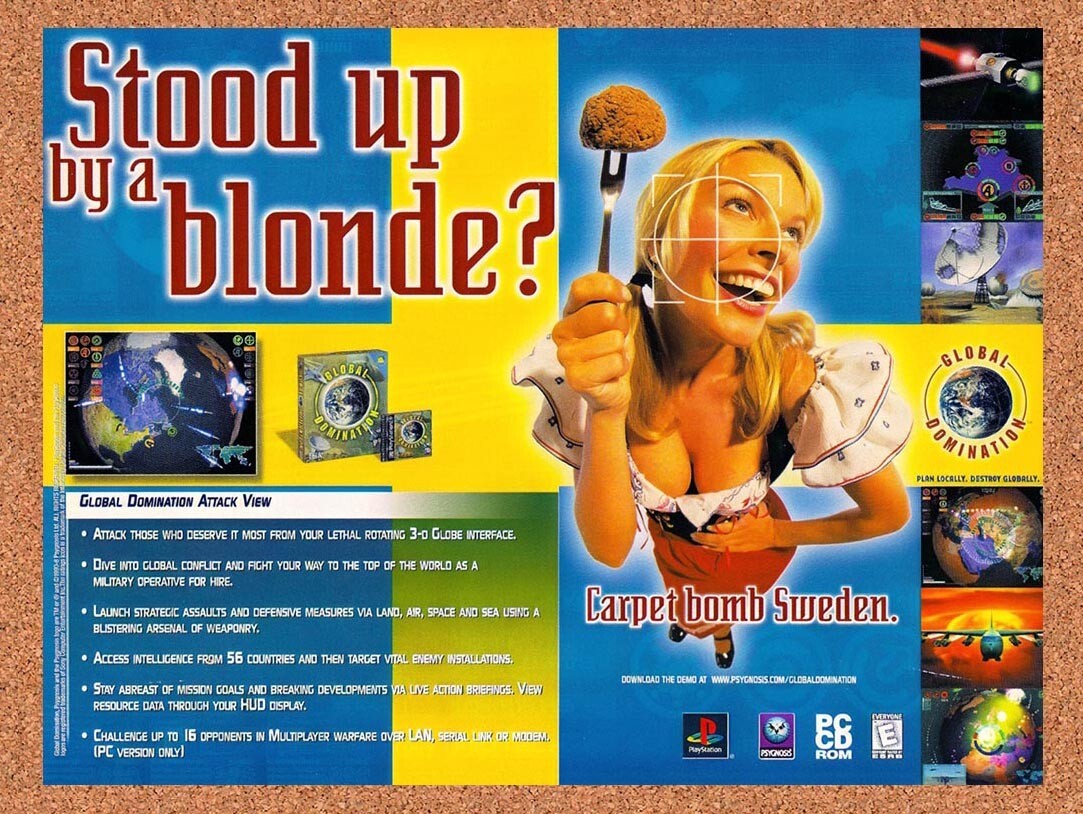 1998 Global Domination PS1 Original Ad v1