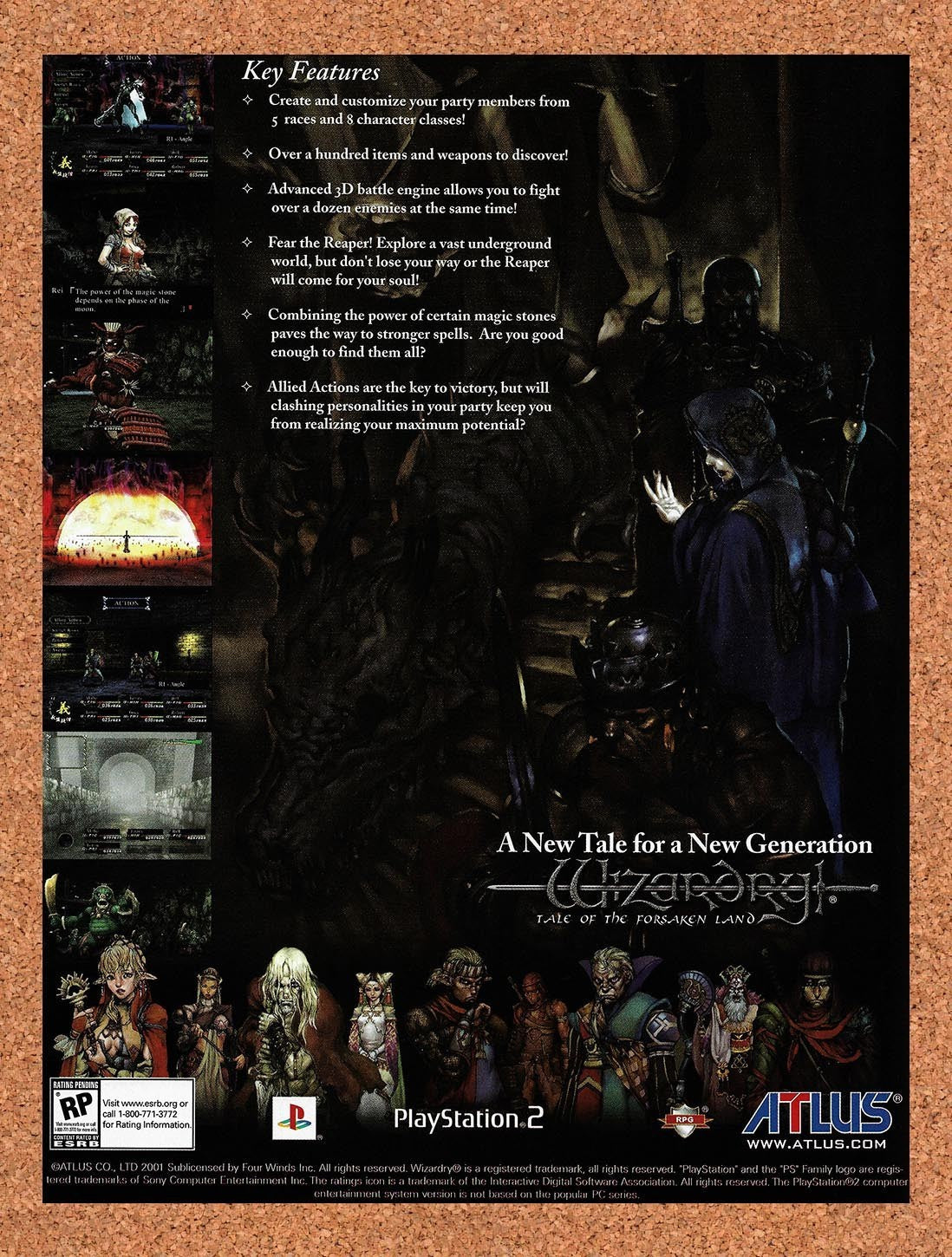 2002 Wizardry Tale Of The Forsaken Land PS2 Original Ad v1