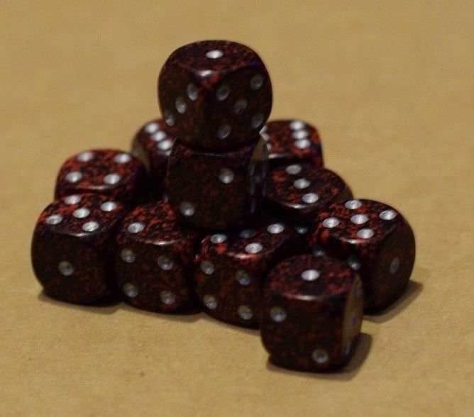 Silver Volcano Speckled 12mm D6 Pipped - 