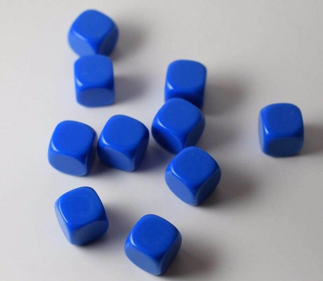 (Sold by Piece) Blank Blue Dice / Counting Cubes 16mm D6 Square RPG Gaming Dice DIY - 