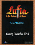 1994 Lufia Fortress of Doom Genesis Original Ad