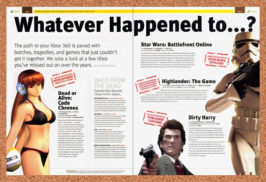 2011 Whatever Happened To…? Canceled Xbox 360 Games Original Ad v1