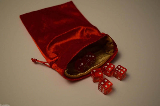 Large Red Velvet Gift Bag RPG Game Dice Bag w/ GOLD Velvet Lining Counter Pouch - 