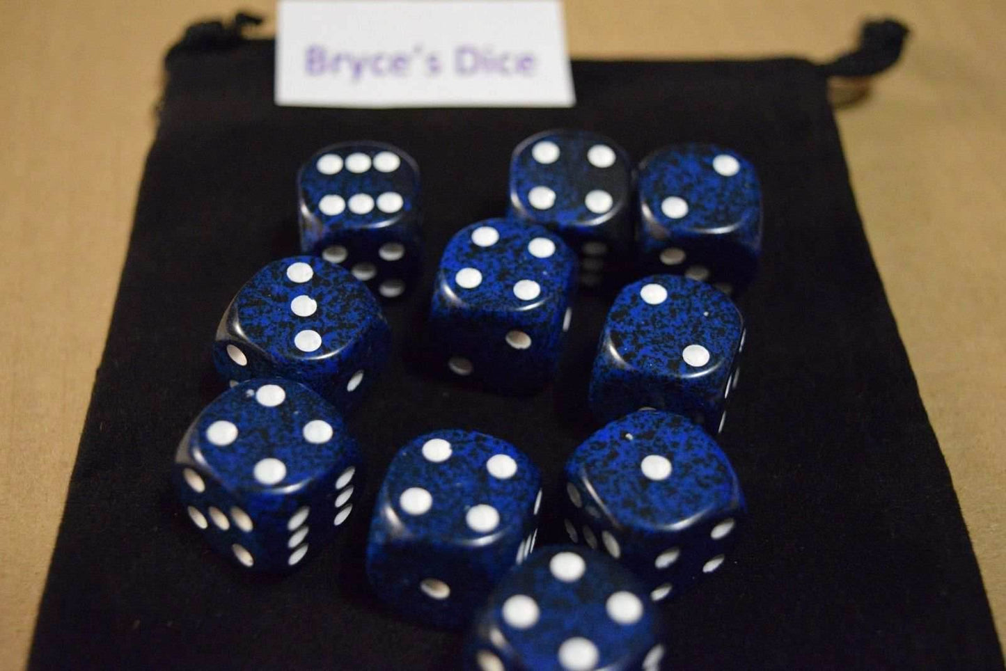 Speckled 16mm D6 RPG Chessex Dice (1 Die) - Stealth - Speckled Blue and Black - 