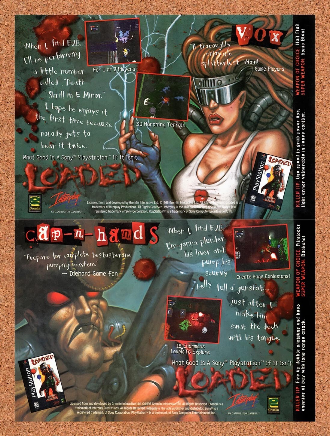 1995 Loaded Vox Cap N Hands Original 2-Part Ad v1