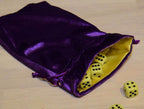 Large Purple Velvet Gift Big Game Dice Bag w/ Yellow Satin Lining Counter Pouch - 