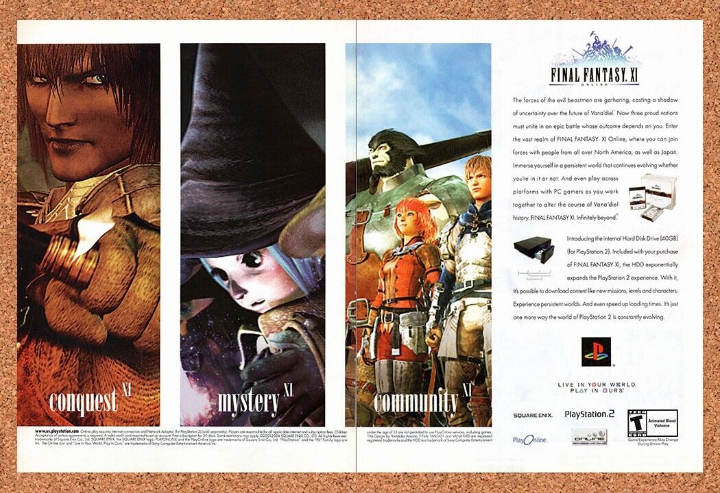 2004 Final Fantasy XI Online PS2 Original Ad