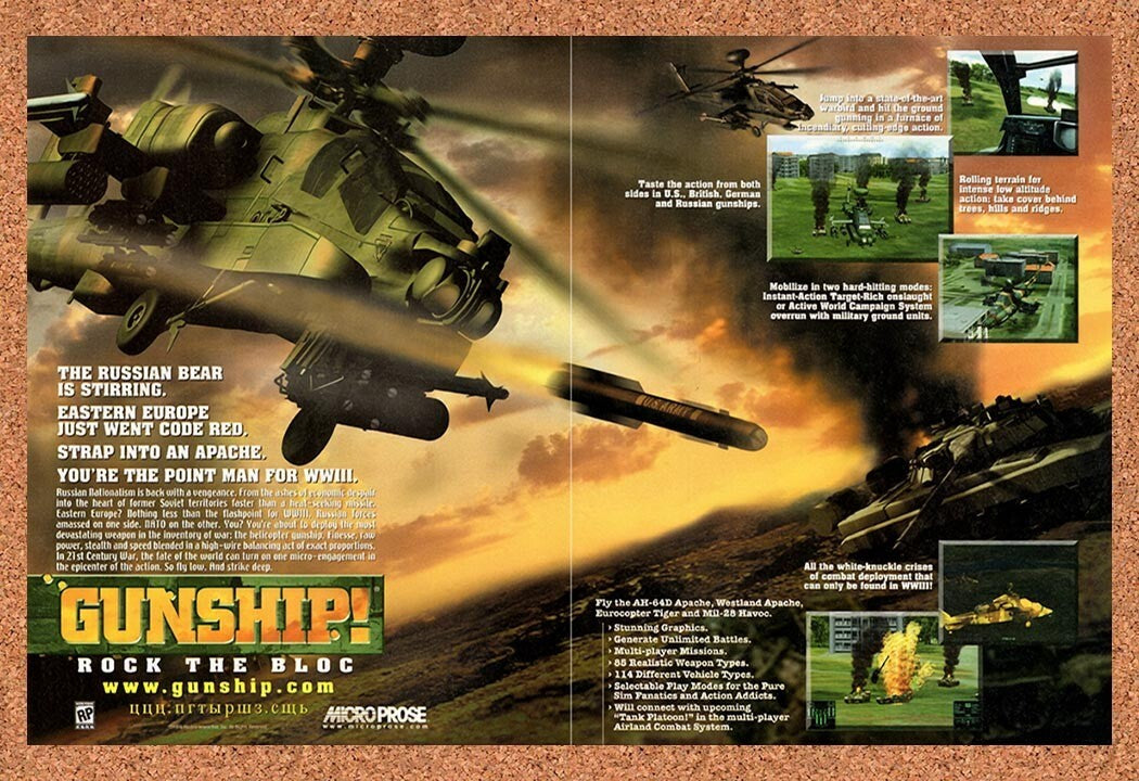 2000 Gunship! Rock The Bloc PC Original Ad v1