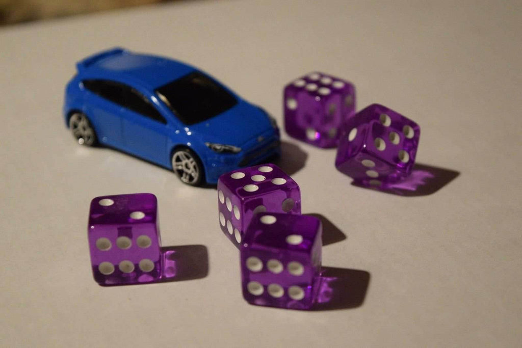 NEW Set of Purple Transparent 16mm Dice 5 Purple D6 RPG Bunco Home CASINO Games - 