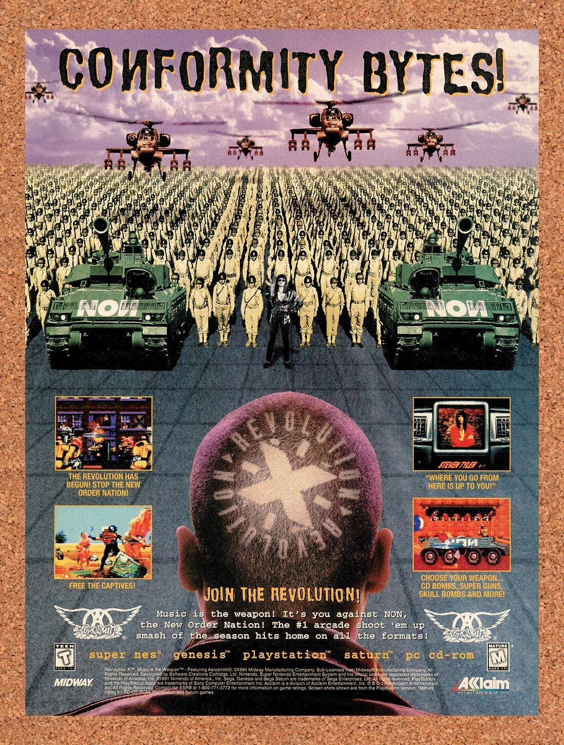 1996 Revolution X SNES Original Ad v1