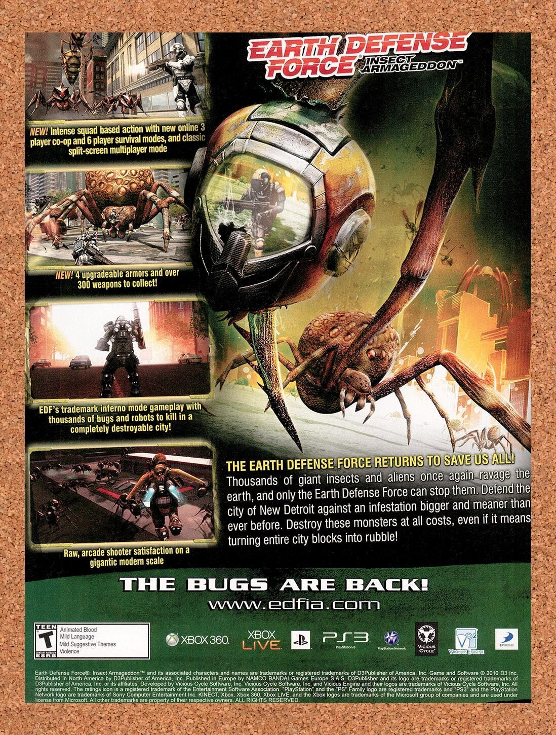 2011 Earth Defense Force Insect Armageddon Xbox 360 Original Ad v1