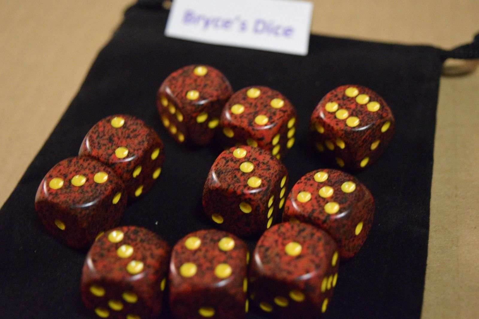 Mercury Speckled 16mm D6 Pipped | Sold Per Die (Red/Black/Yellow) - 