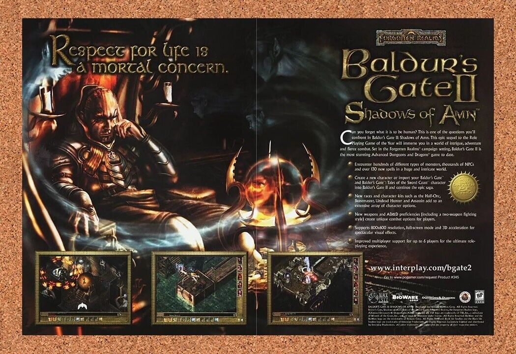 2002 Baldur's Gate II Shadows Of Amn PC Original Ad