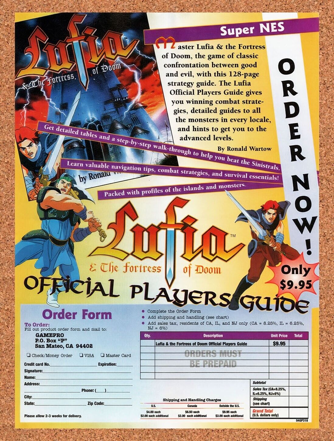1995 Lufia Fortress Of Doom SNES Players Guide Original Ad v5