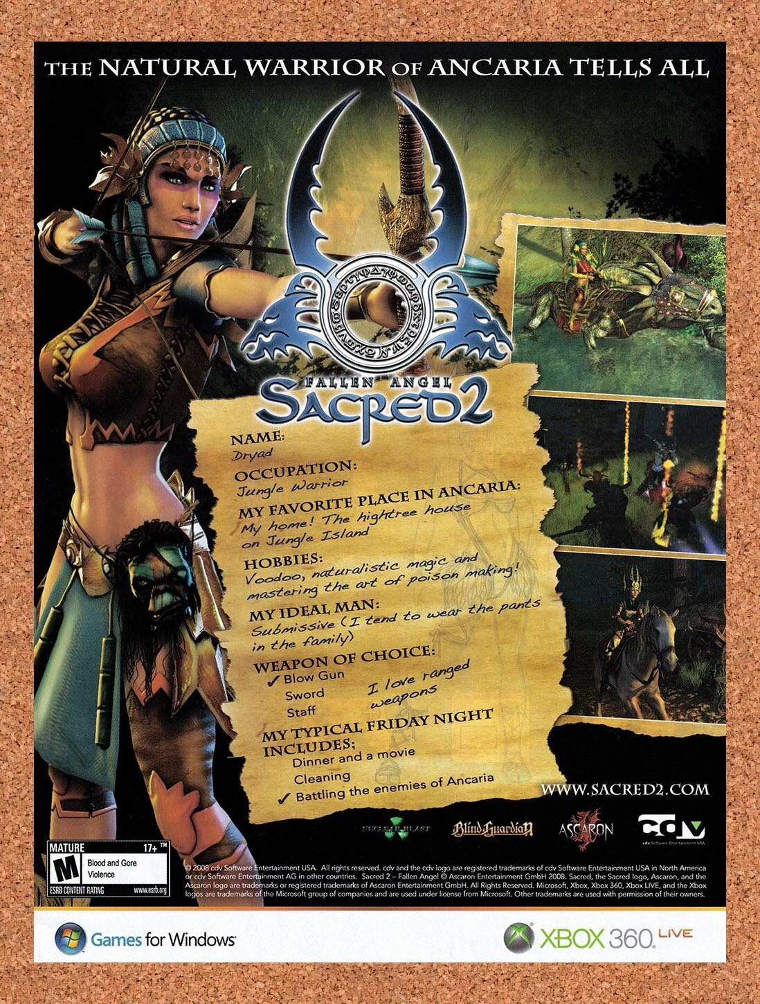 2008 Sacred 2 Fallen Angel Xbox 360 Original Ad v4
