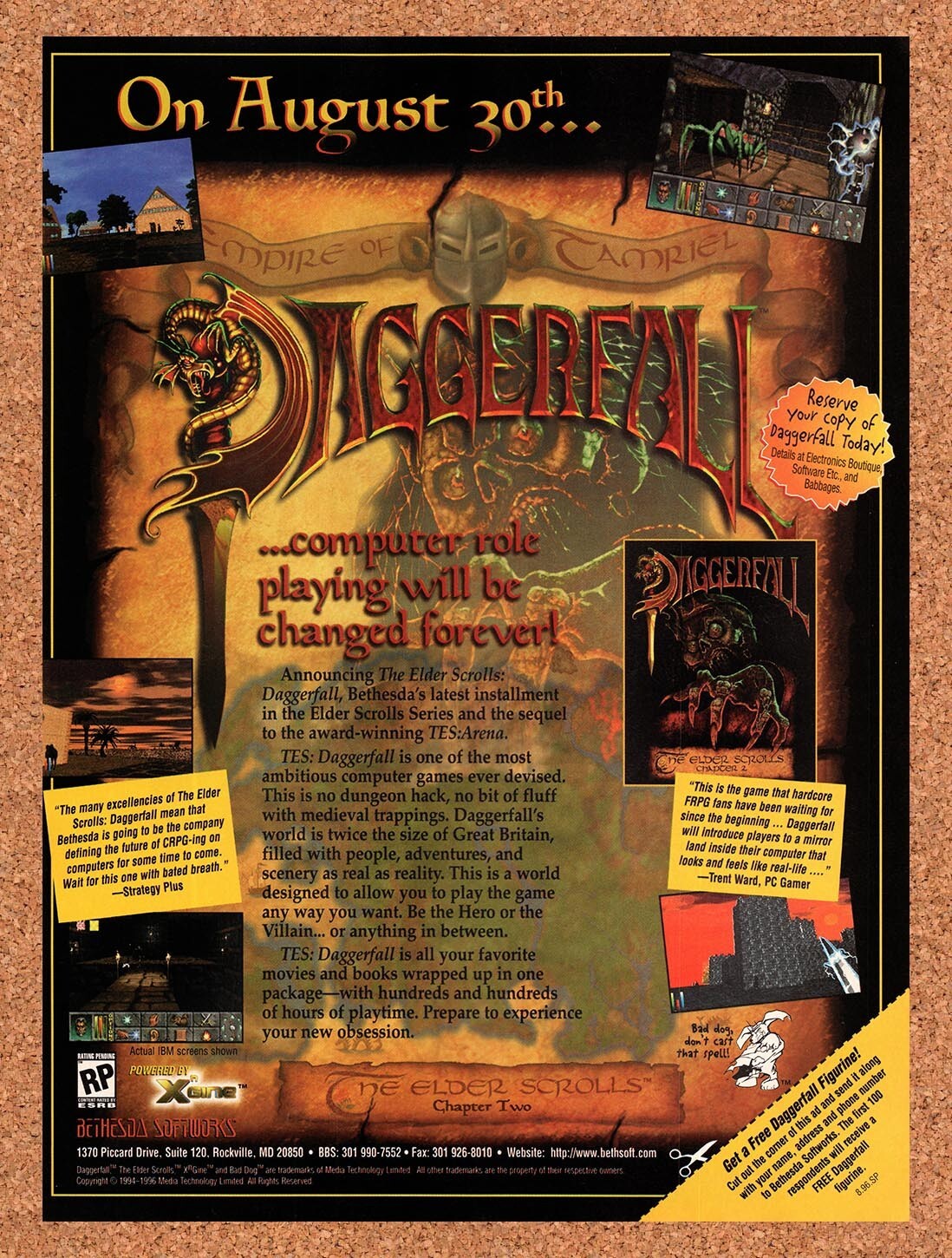 1996 Elder Scrolls II Daggerfall PC Original Ad v1