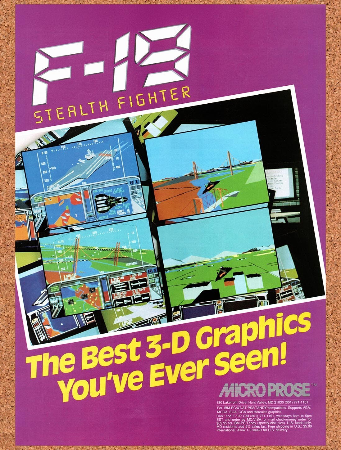 1989 F-19 Stealth Fighter IBM Original Ad v1
