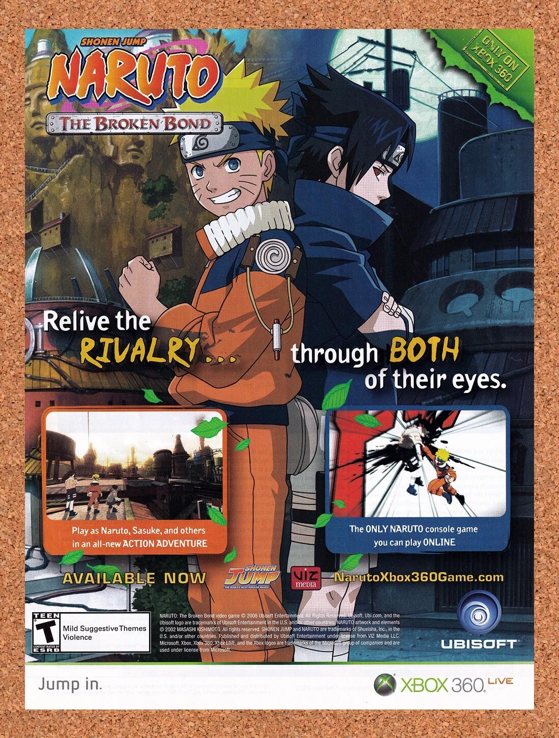 2008 Naruto The Broken Bond Xbox 360 Original Ad v2