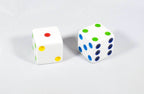 NEW 2 Jumbo 25mm 1 inch White Dice Pair RPG D6 Koplow Large Huge Rainbow Pips - 