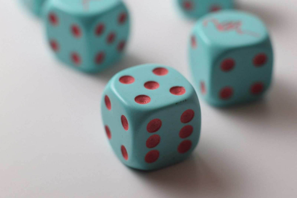 NEW Blue Dice with Pink Flamingo Dice 6 Sided Bunco RPG Game D6 16mm Roll (sold per piece) - 