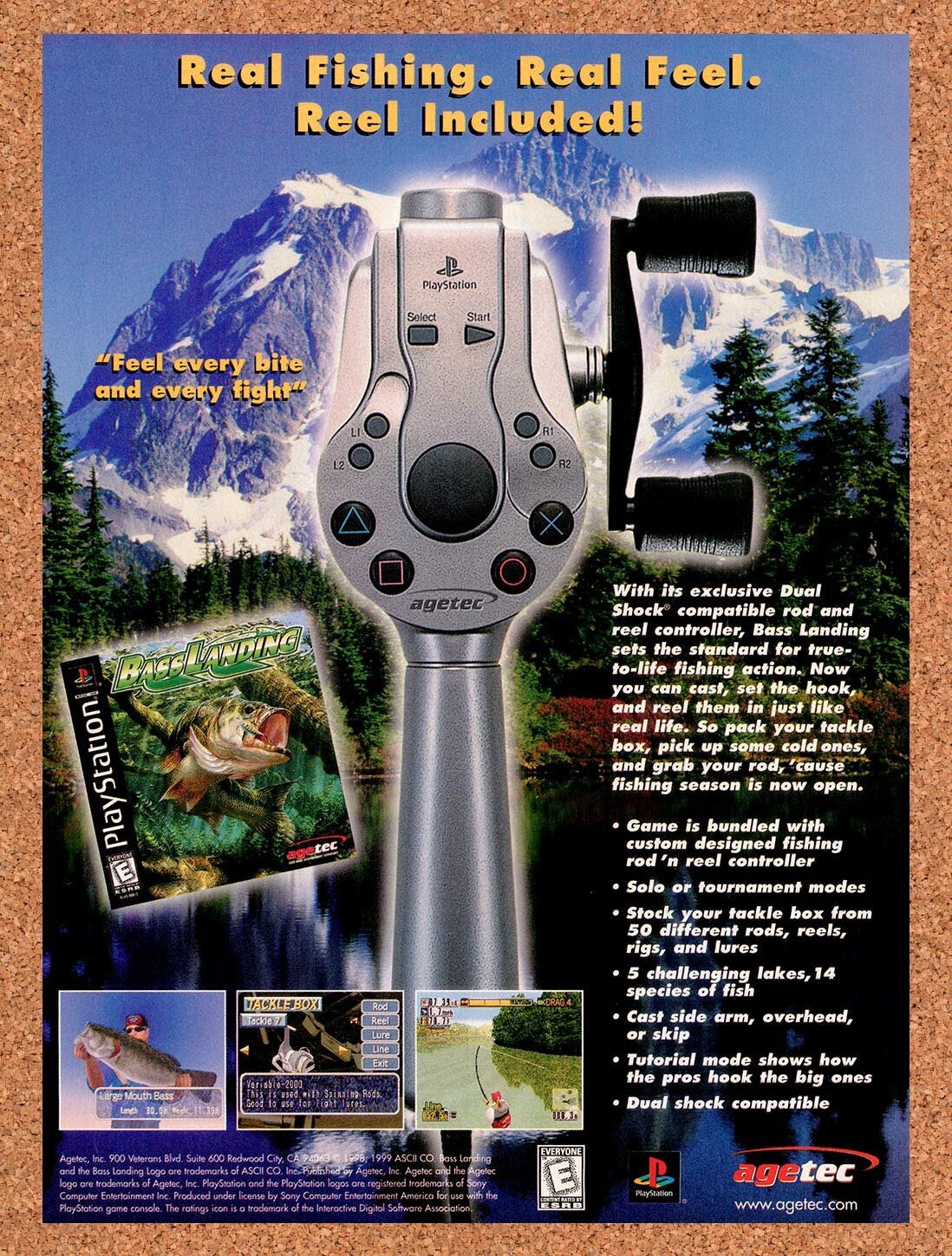1999 Sony PS1 Dual Shock Rod And Reel Original Ad v1