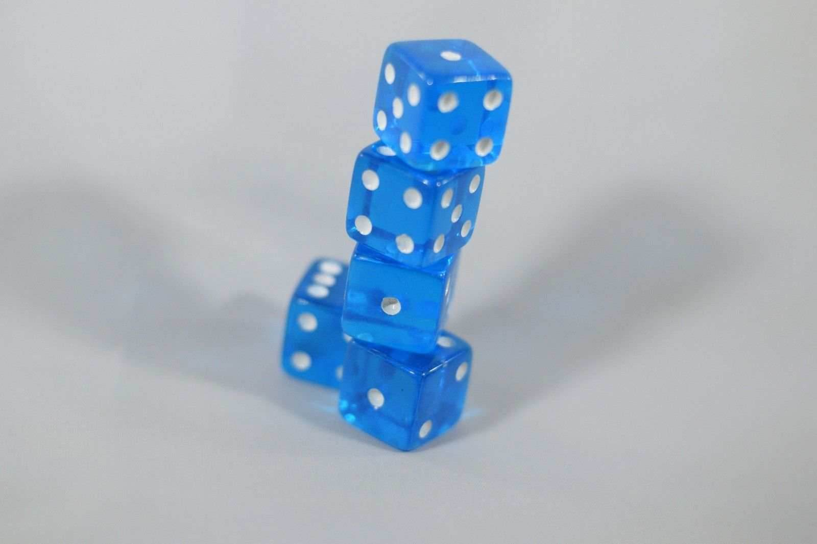 5 BRAND NEW BLUE DICE 19mm 5 Great DICE Casino PLAY Home Games Crafts BIG FUN - 