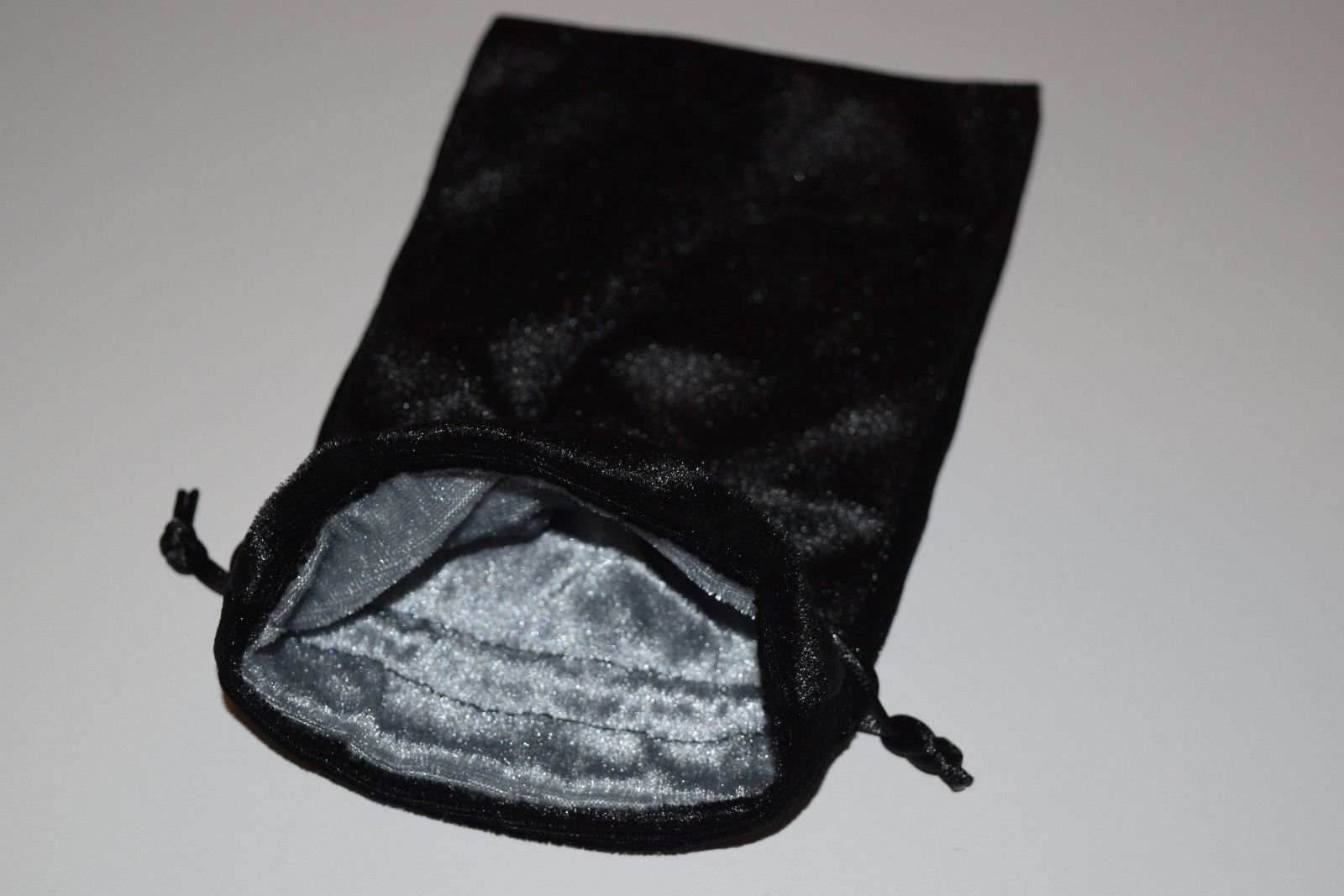 Large Black Velvet Gift Bag Game Dice Bag w/ Grey Velvet Lining Counter Pouch - 1