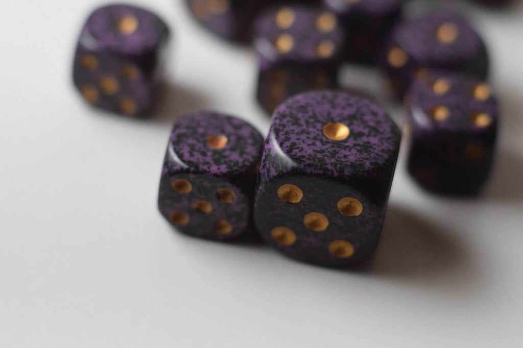 Hurricane Speckled 12mm D6 Pipped | Small Pipped Purple Dice (sold per piece) - 
