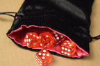NEW Large Black Velvet RPG Game Dice Bag w/ Pink Satin Lining Counter Pouch Gift - 